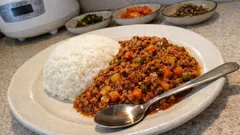 바몬드 카레 루로 순하게—채소 잘게 썰어 금방 완성하는 키마카레(드라이 카레)