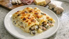 기념일에 딱 좋은 버섯·프로슈토 카넬로니—베샤멜+크림으로 부드럽게 굽는 오븐 파스타
