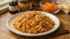 두부·곤약 볶음조림, 물기만 잘 빼면 양념이 착 붙어요