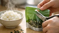 후리카케 봉지 안 쏟는 법, 가위로 4번만 자르면 끝