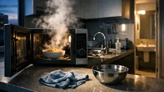 파스타 데운 직후 20초, 전자레인지 청소가 쉬워지는 스팀 타이밍