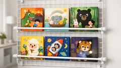 다이소 와이어 네트와 압축봉으로 만드는 표지 보이는 그림책 선반