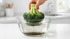 브로콜리 송이 속 흙까지 깨끗하게 씻는 법, 50°C 물 3분 루틴