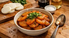 프라이팬 하나로 완성: 달짝짭짤 윤기 나는 무 데리조림 레시피