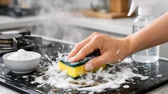 주방 기름때 제거, 중조로 30분 불림하면 손목이 편해집니다