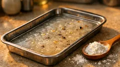 생선구이 그릴 물받이 청소, 전분물로 기름때를 ‘굳혀서’ 떼어내는 법