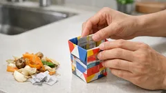 전단지 한 장으로 종이 쓰레기통 만들기, 주방 잔쓰레기 정리가 빨라진다