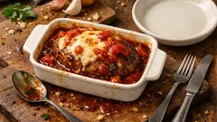 빚지 않고 내열용기에 펼쳐 굽는 스쿱 함박스테이크—토마토 치즈까지 한 번에