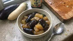 멘츠유로 간단하게—가지·무 조림, 속까지 간 배는 집밥 레시피